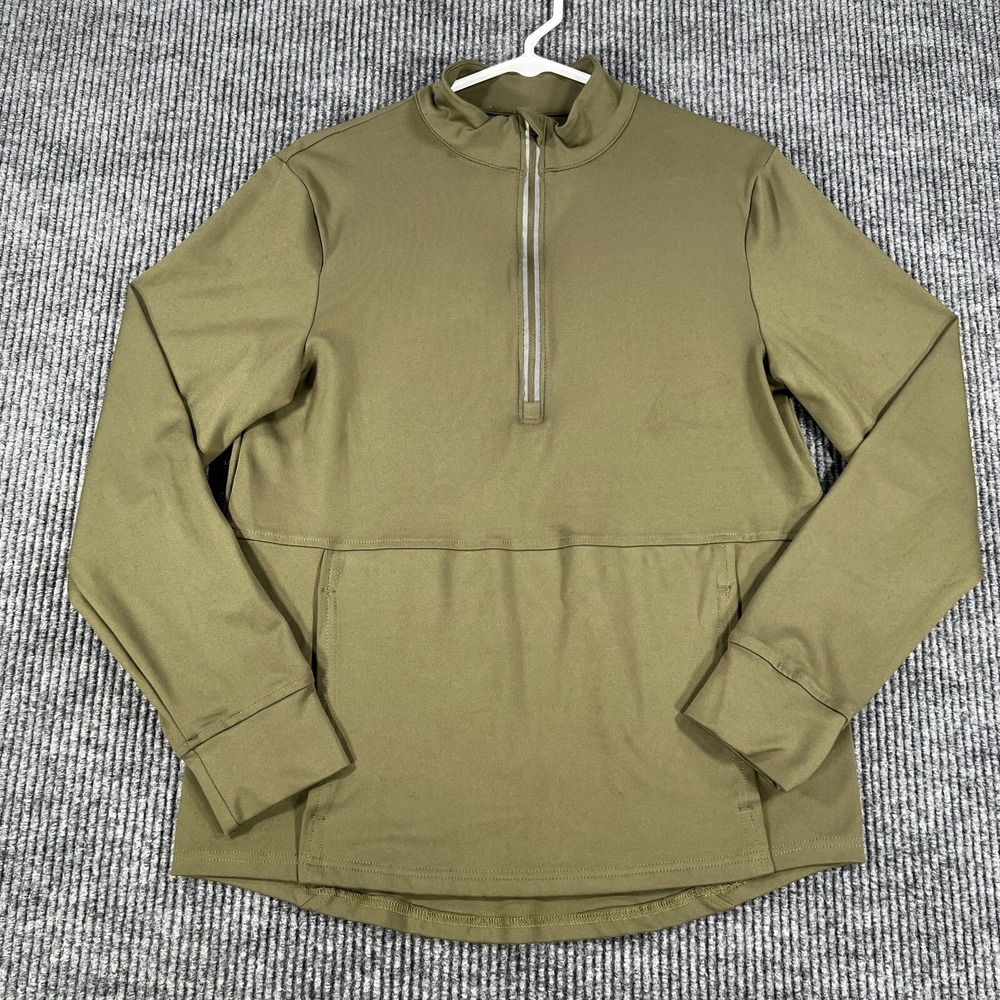 Balance Collection Mens Shirt 1/4 Zip Pullover Small Green Long Sleeve Mock Neck
